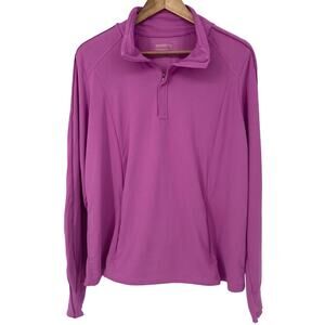 MONDETTA NWOT Active 1/4 Zip Performance Top Purple Pink Size Large Thumb Holes